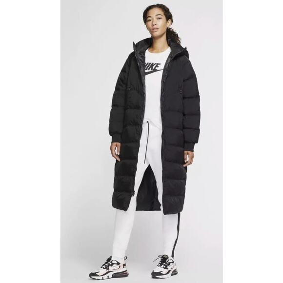 Nike Black Down-Fill City LONG LENGTH Puffer Parka Coat - Picture 2 of 7